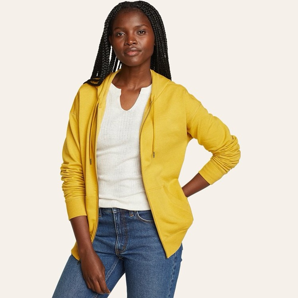 Eddie Bauer Crazy Camp Petite Mustard Zip-Up Hoodie
